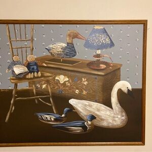 Vintage Style Duck and Swan Painting